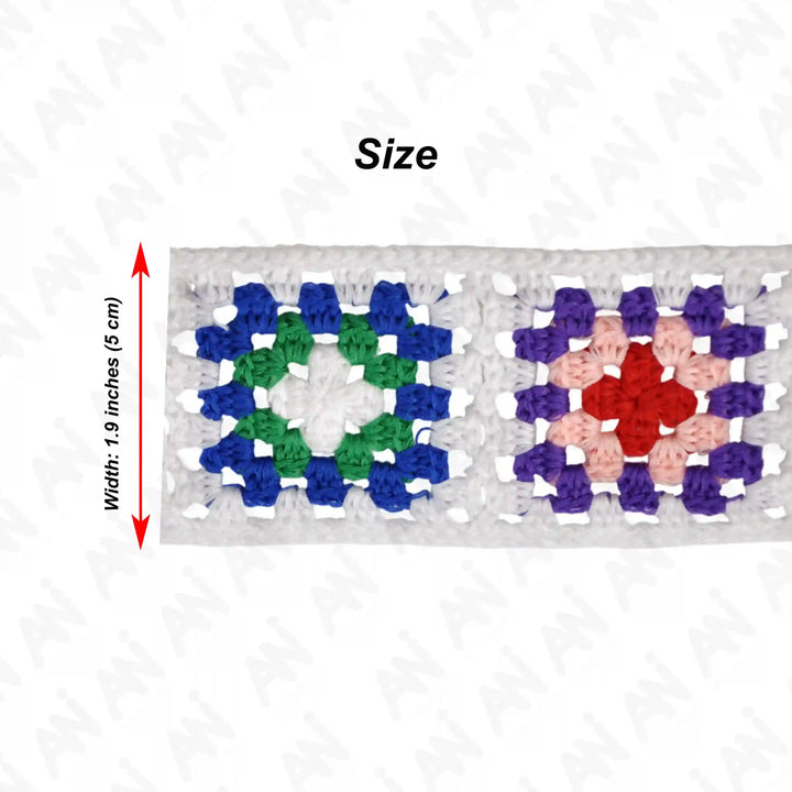 Multicolor Color-block Crochet Lace | 2 Meter