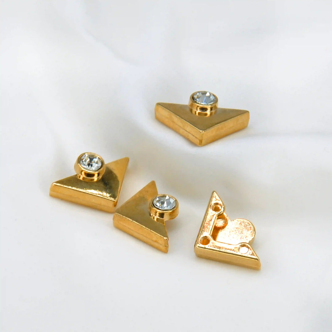 Gold Triangular Collar Tips with Crystals