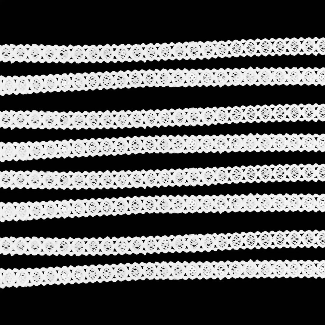 Picot Edge Scallop Sequins Lace Trim | 2 Meter