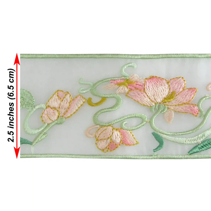 Pastel Flower Multicolor Organza Parsi Gara Lace
