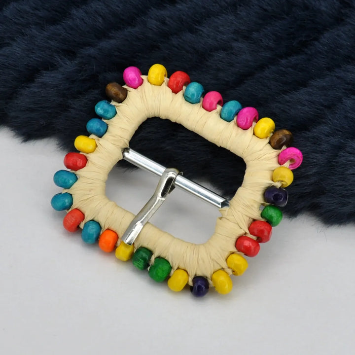 Rectangular Handwoven Straw Raffia Buckle | 2 inches & 3.3 inches