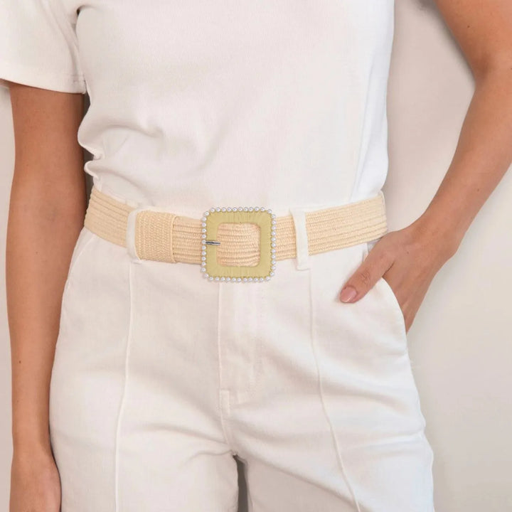 Raffia Pearl Ring Buckle