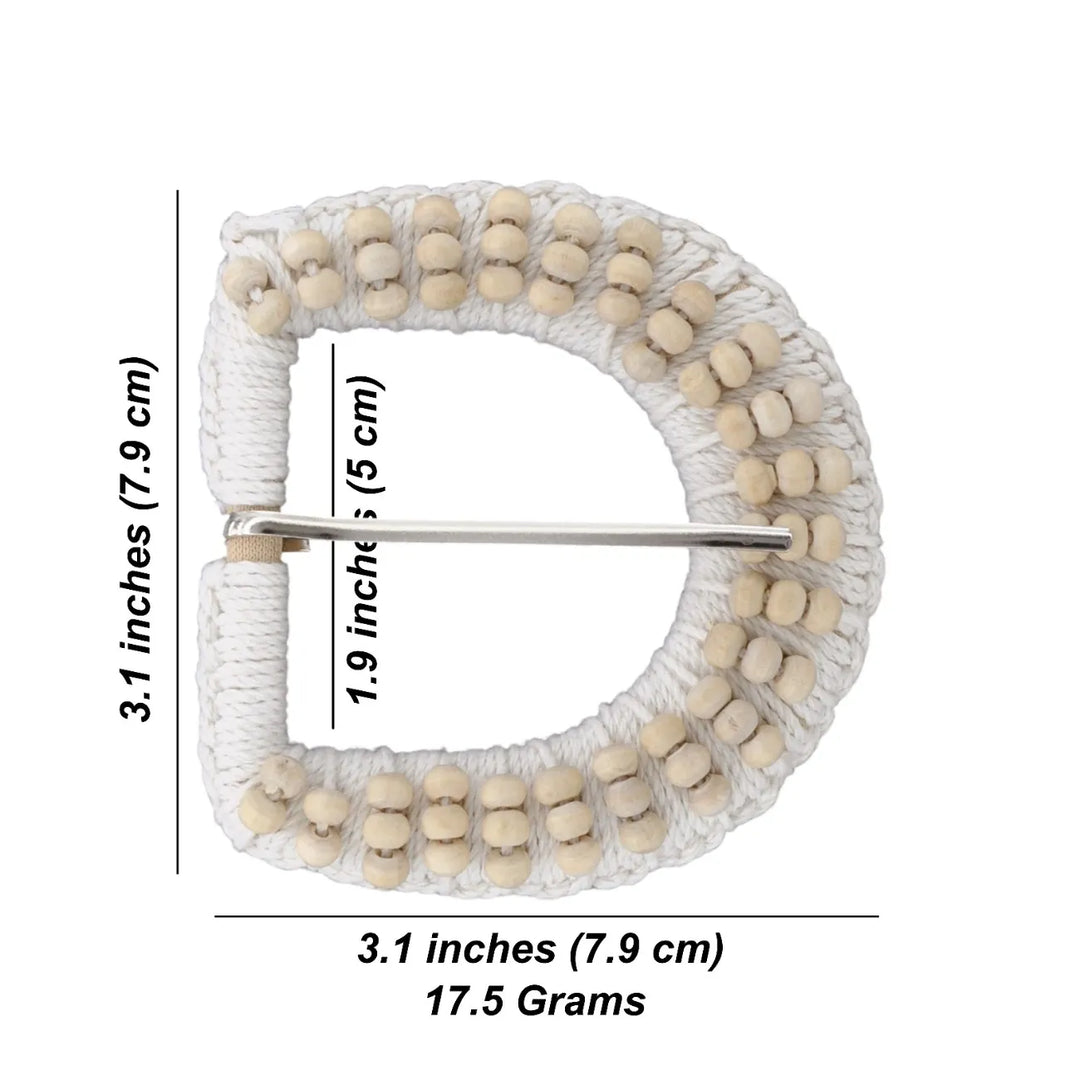 Ivory Beaded C & D Shape Buckle with Gold Finish