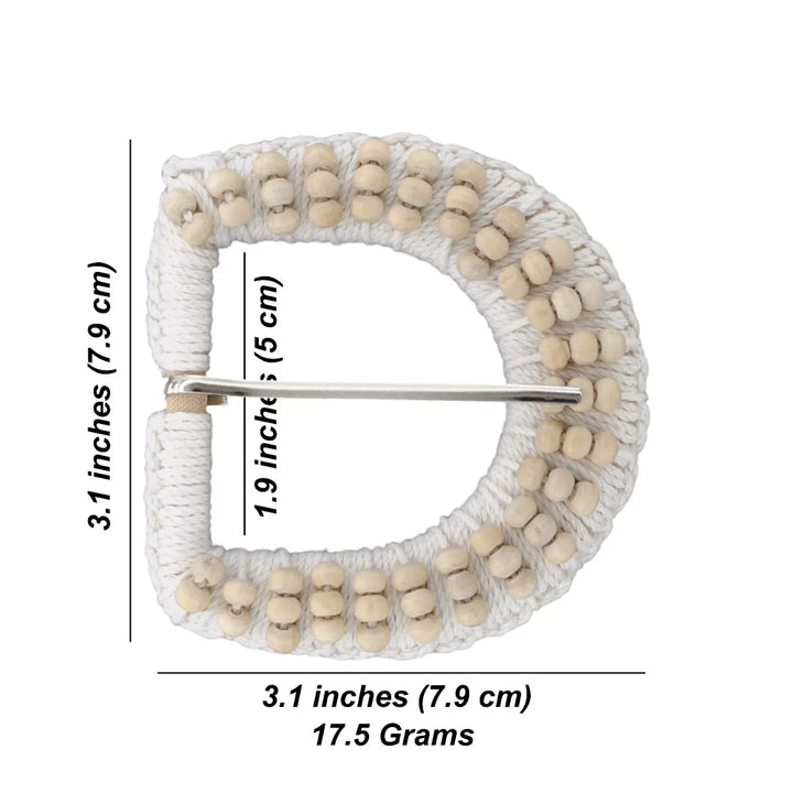 Ivory Beaded C & D Shape Buckle with Gold Finish