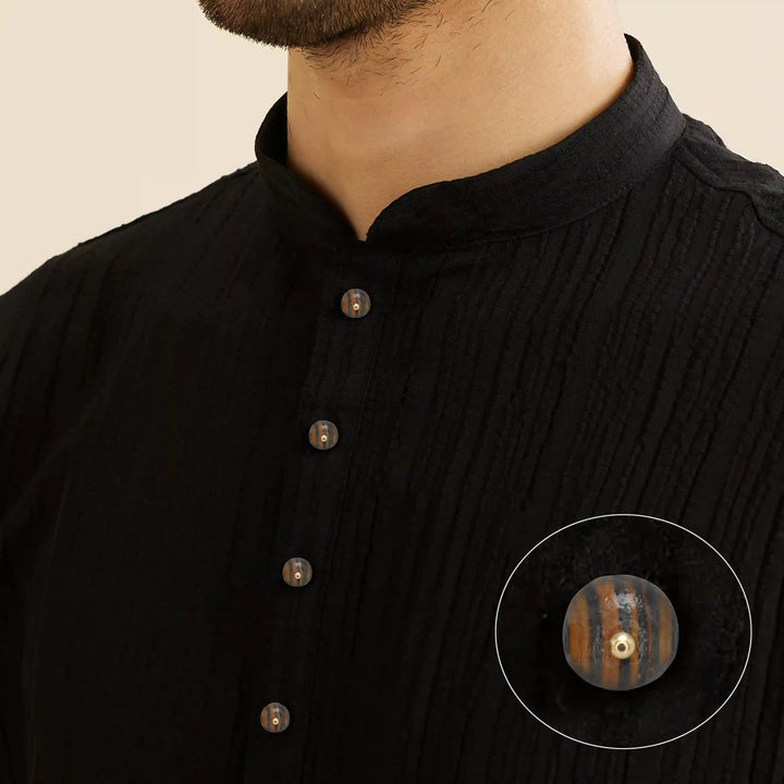 Striped Wooden Shank Buttons | 10mm