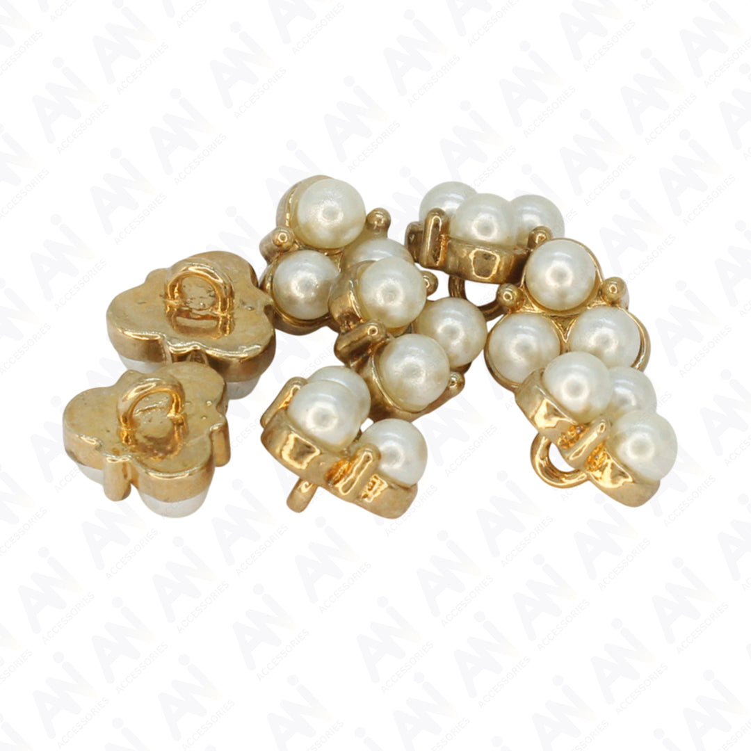 Pearl Cluster Gold Accents Metal Buttons