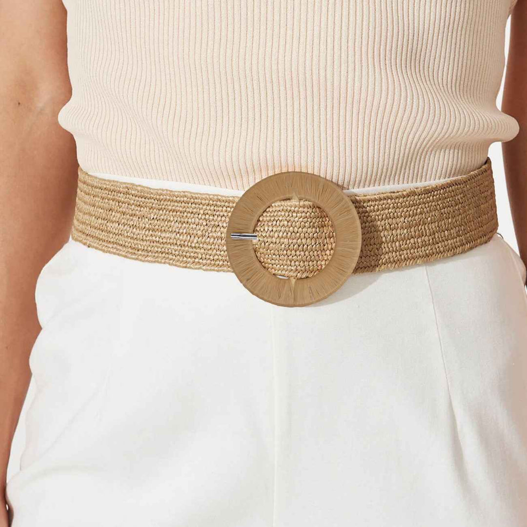 Handcrafted Natural Brown Raffia Buckle | 3.1 inches (8cm)