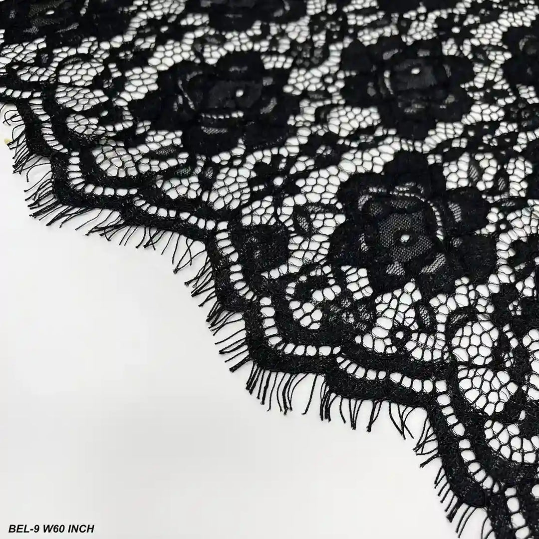 Midnight Black Rose Corded Fabric | 60 inches