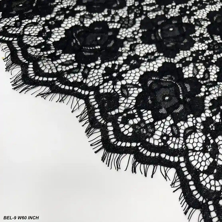 Midnight Black Rose Corded Fabric | 60 inches