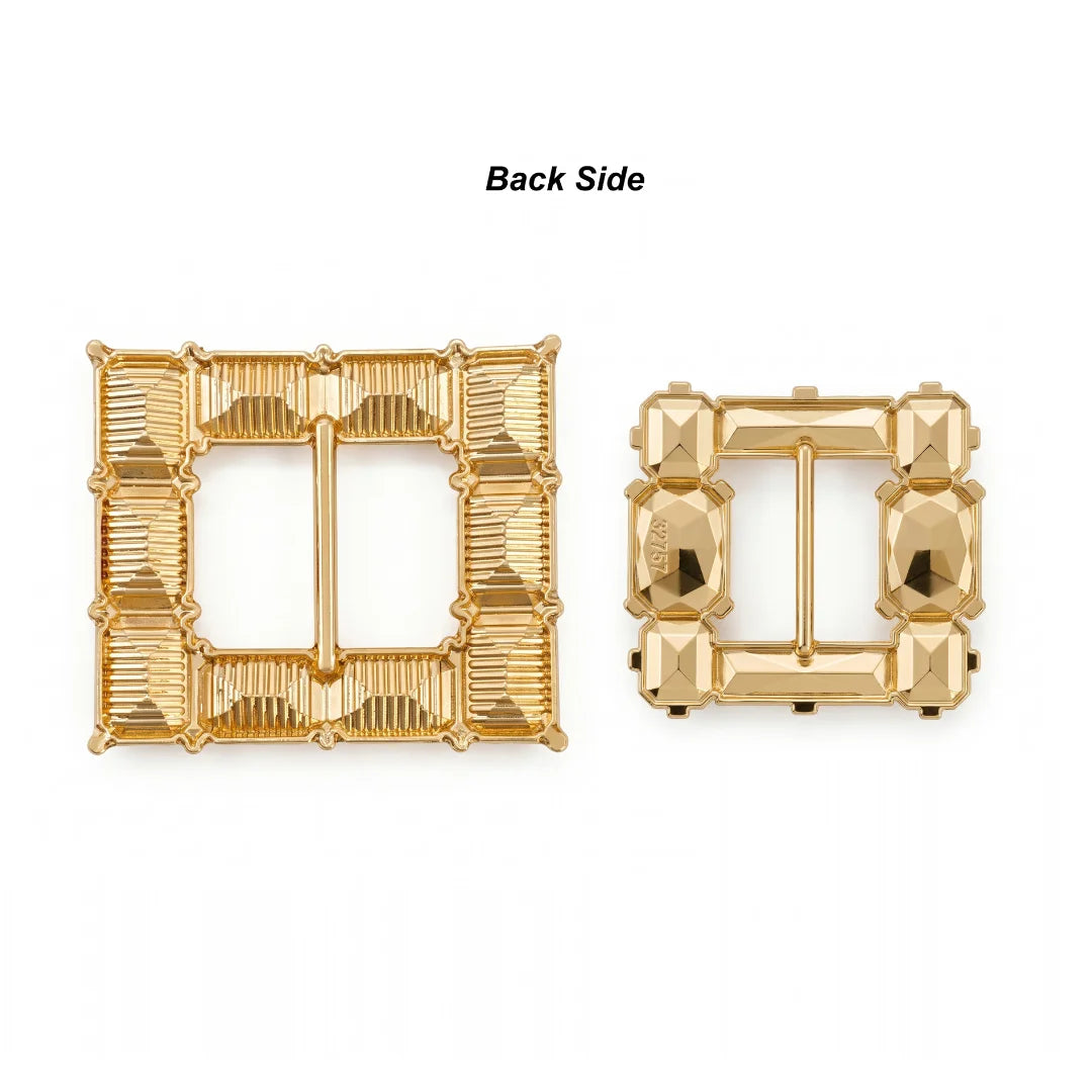Emerald Cut Crystal Studded Square Belt Buckle