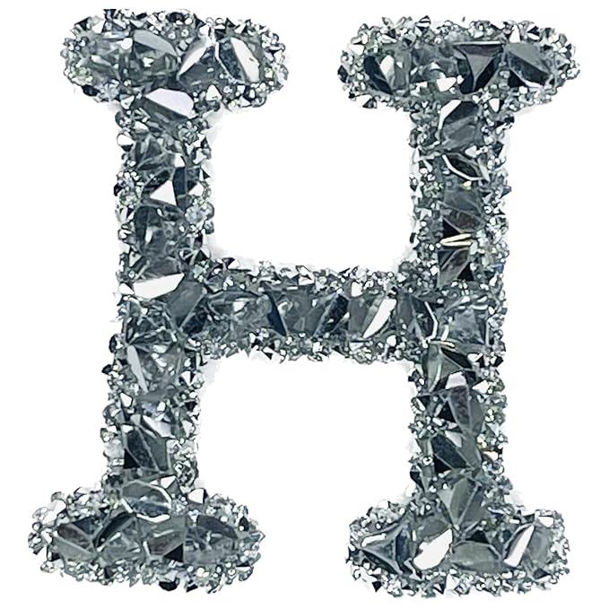 Letter H White Sparkling Rhinestone Patch