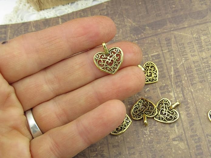 Gold Hollow Heart Pendants