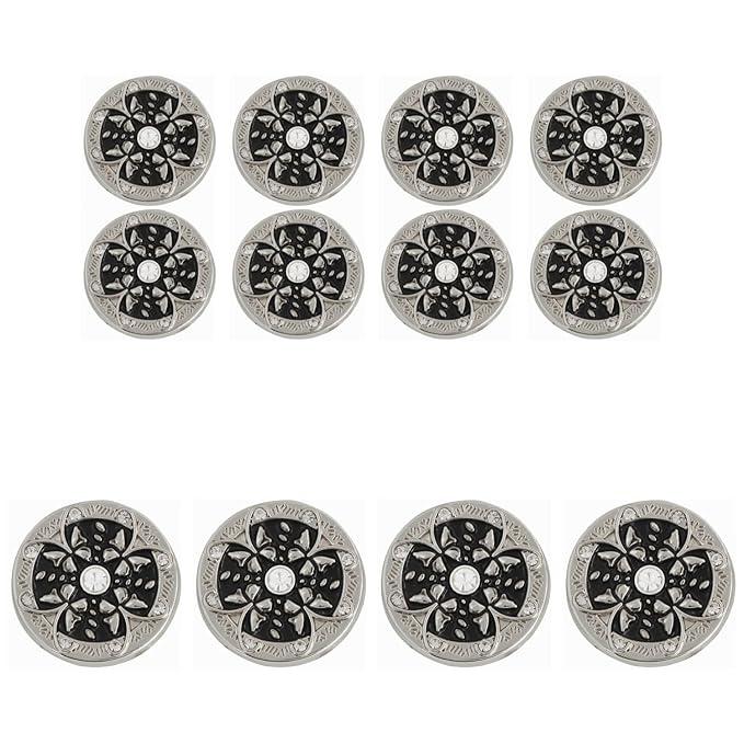 Golden Floral Metal Buttons with White Centers