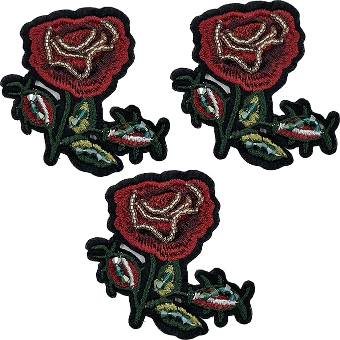 Crimson Blossoms Sew Patch