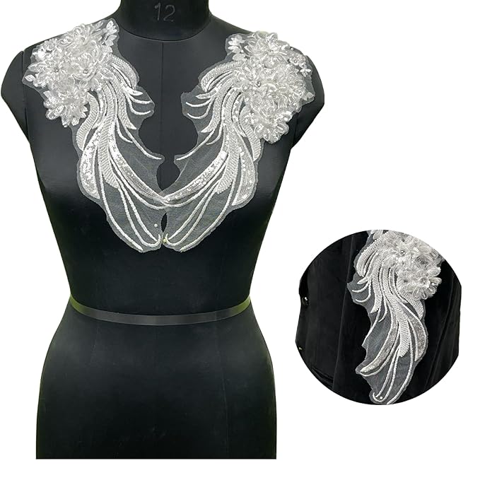 3D Beaded Sequins Floral Applique Patch on Net | Sew Patch