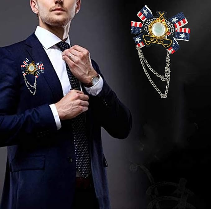 Us Design Crown Ribbon Badge Brooch