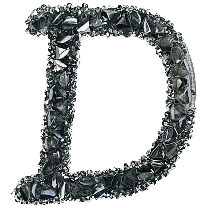 Letter V Black Sparkling Rhinestone Patch