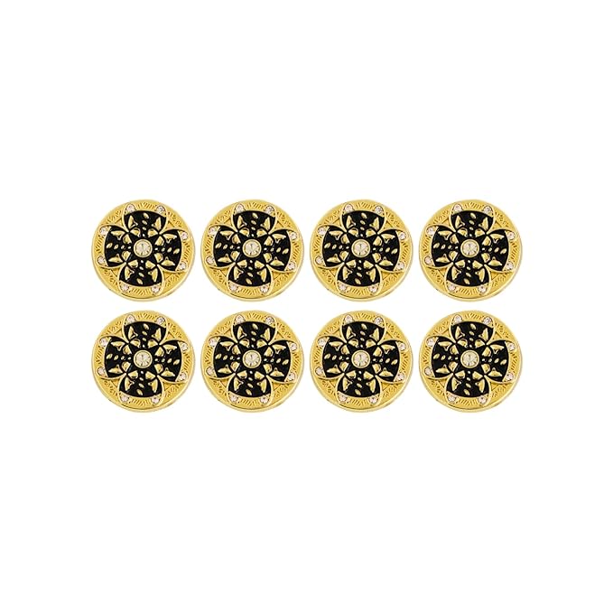 Golden Floral Metal Buttons with White Centers