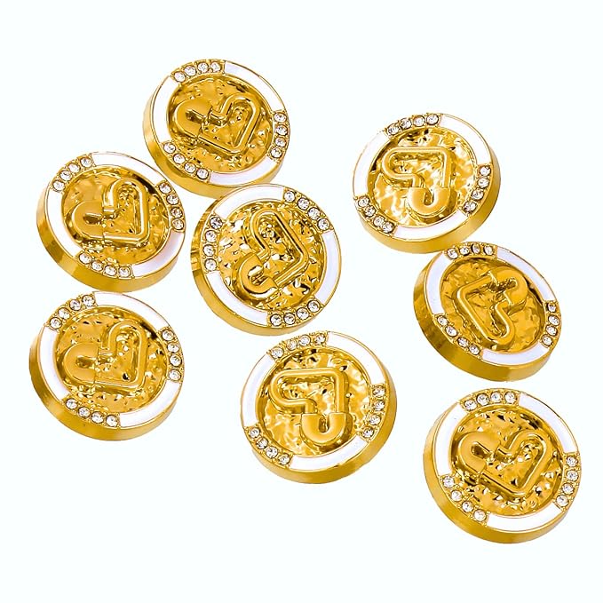 Diamond-Studded Heart Metal Buttons