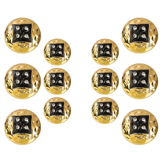 Square Diamond-Studded Metal Buttons