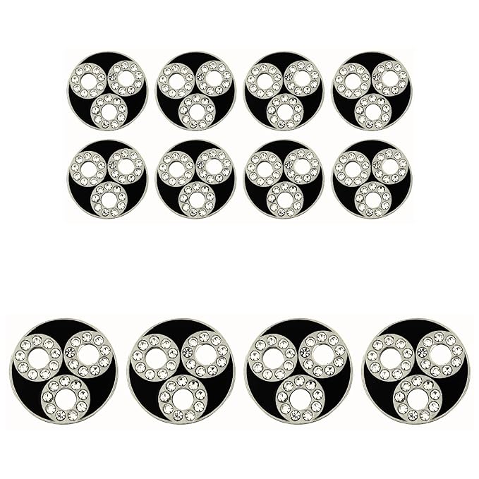 Circular Metal Buttons with Diamond Accents