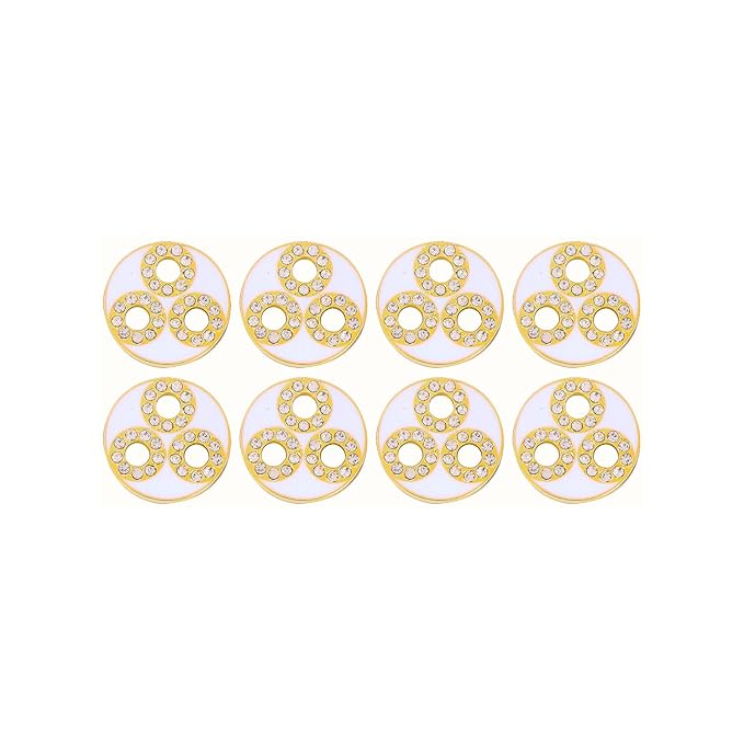 Circular Metal Buttons with Diamond Accents