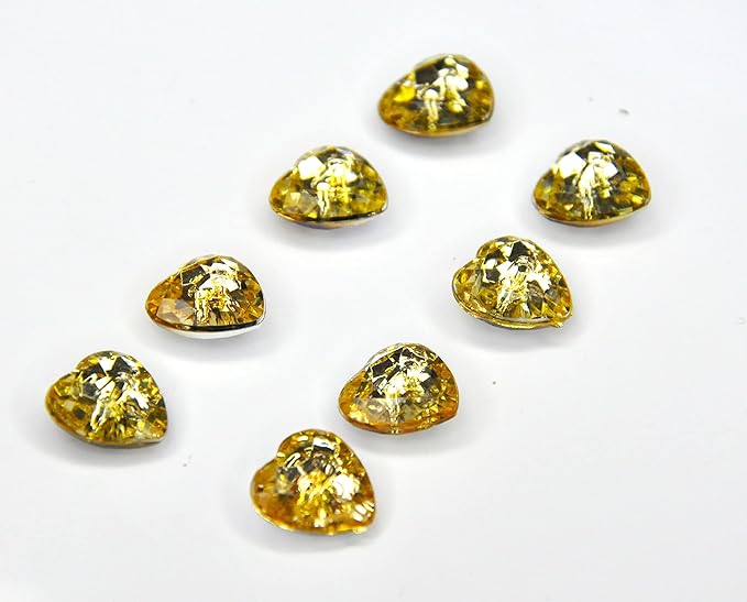 Intricate Diamante Sparkly Heart-Shaped 2-Hole Acrylic Buttons