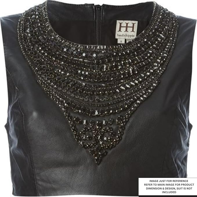 Black Beaded and Sequined Neckline