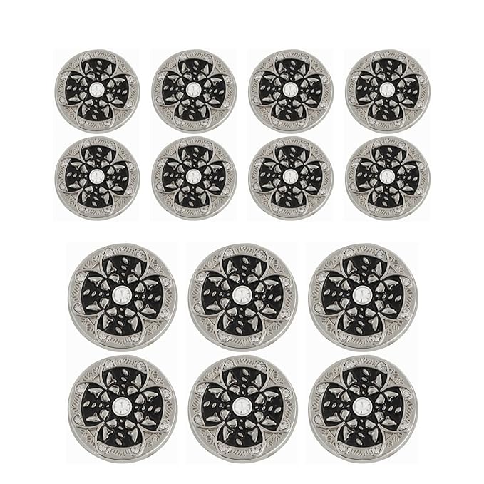 Golden Floral Metal Buttons with White Centers