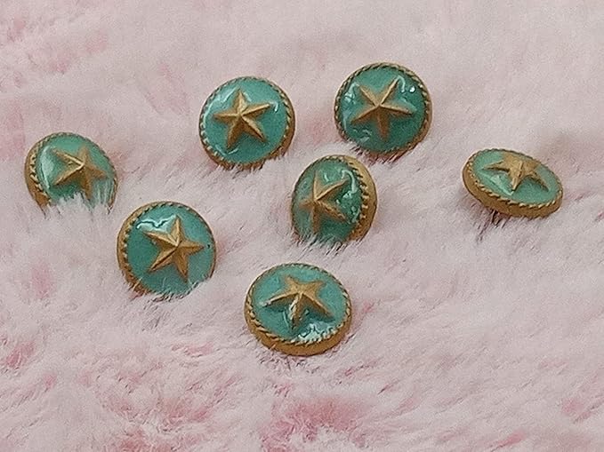 Round 3D Starfish Shank Button with Turquoise Epoxy Enamel Design