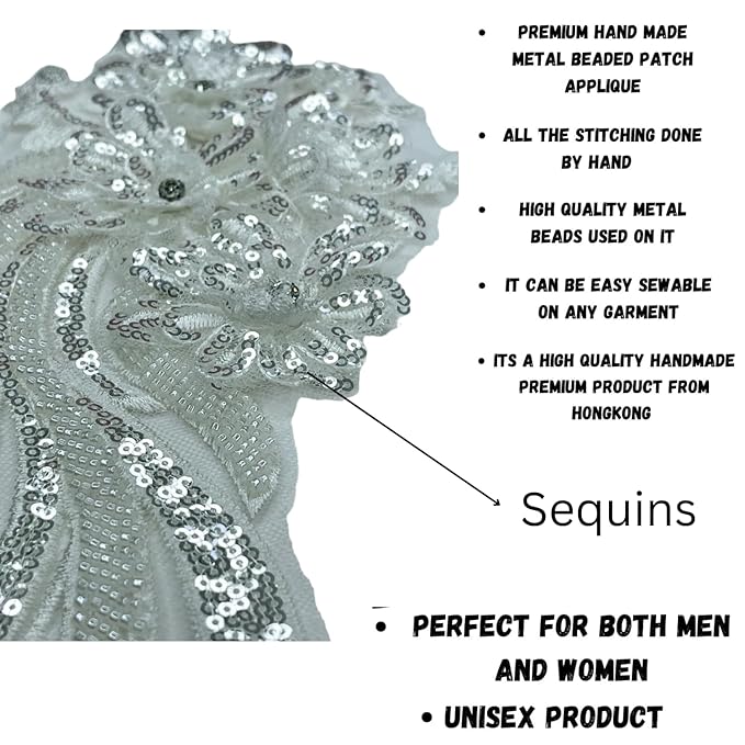 3D Beaded Sequins Floral Applique Patch on Net | Sew Patch