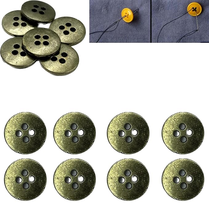 Four Hole Antique Brass Metal Buttons