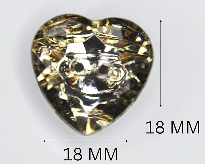 Radiant Dark Smoky Crystal Heart-Shaped Acrylic Buttons