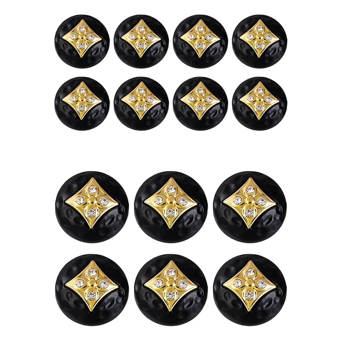 Square Diamond-Studded Metal Buttons