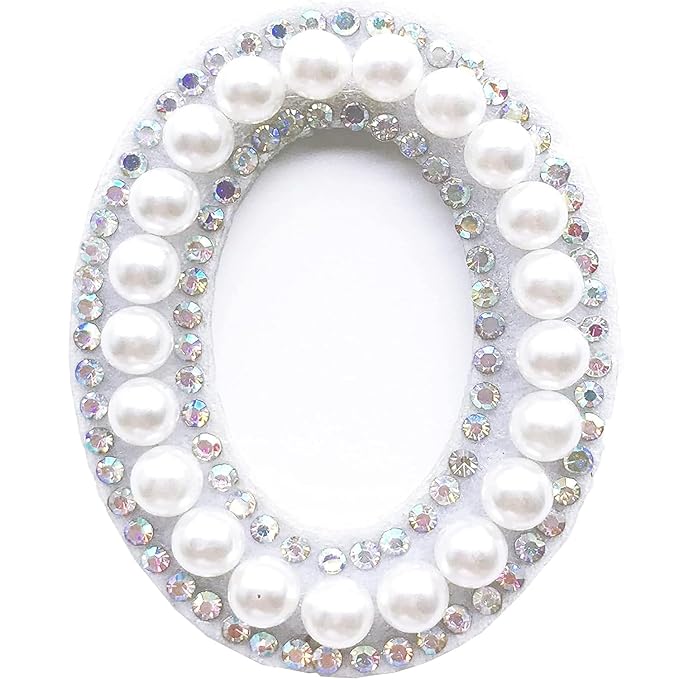 Alphabet O White Pearl Rhinestone Hot fix Or Sew Patch