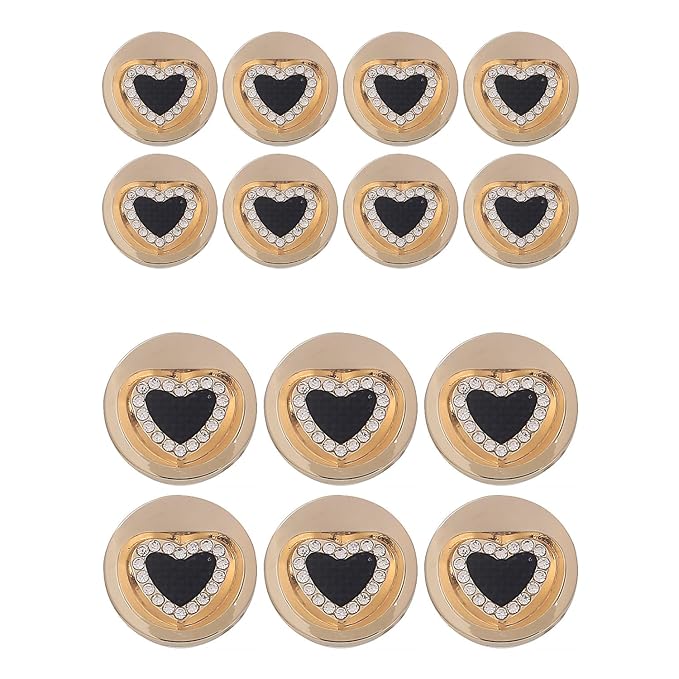 Gold Metal Buttons Heart Centers