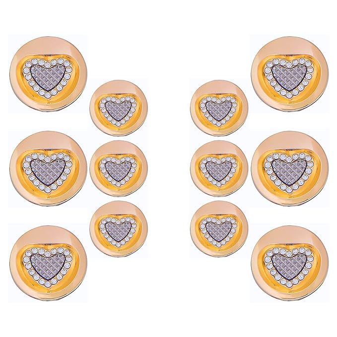 Gold Metal Buttons Heart Centers