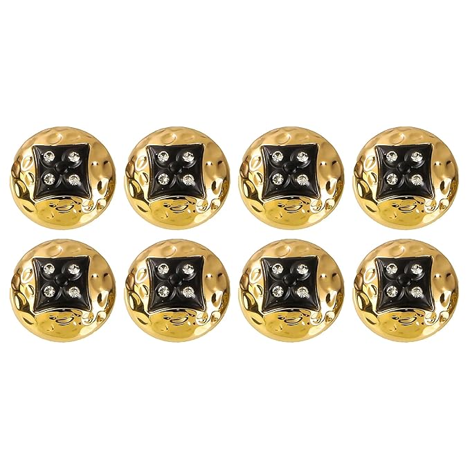 Square Diamond-Studded Metal Buttons