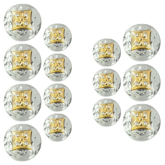 Square Diamond-Studded Metal Buttons