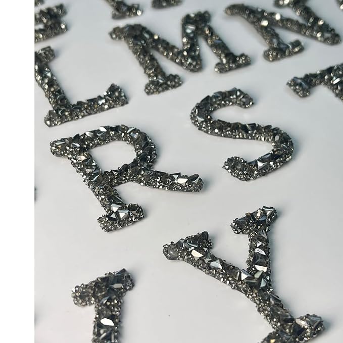 Letter P Black Sparkling Rhinestone Patch