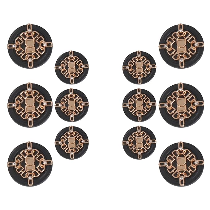 Ornate Floral and Diamond Metal Buttons