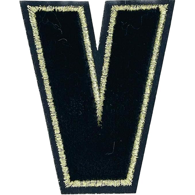 Letter V Hot fix Or Sew Patch