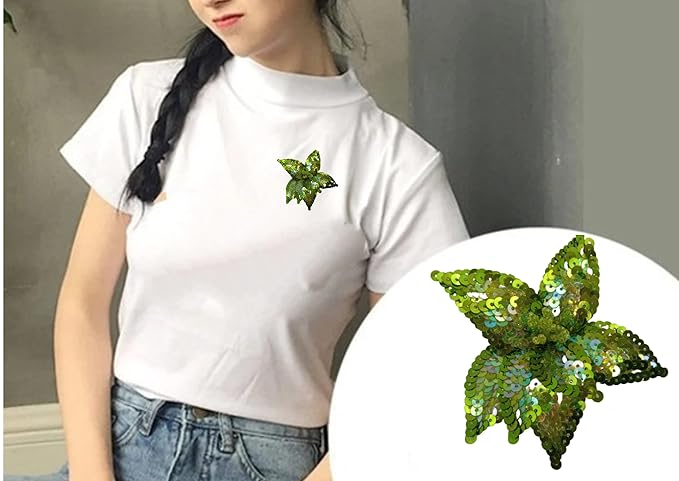 Green Gem Star Sequins Patch