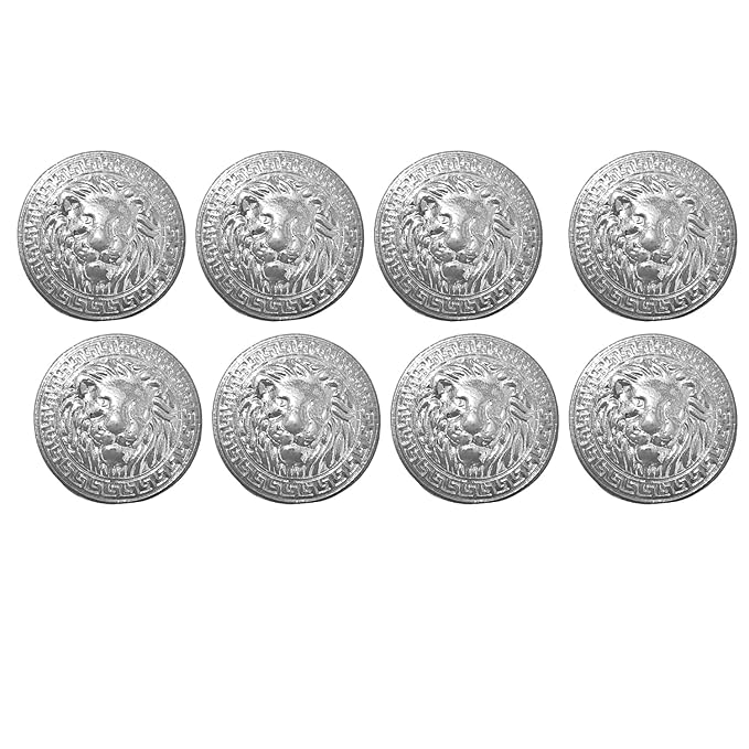 Shiny Silver Lion Metal Buttons