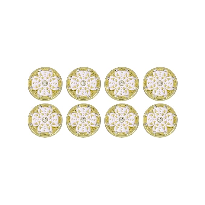 Golden Floral Metal Buttons with White Centers