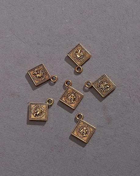 Gold Square Pendants with Intricate Design