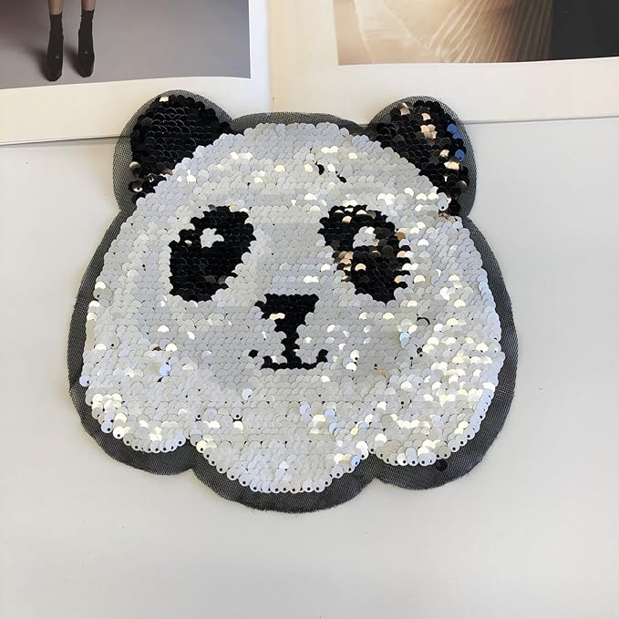 Panda and Tiger Face Sequins Patch