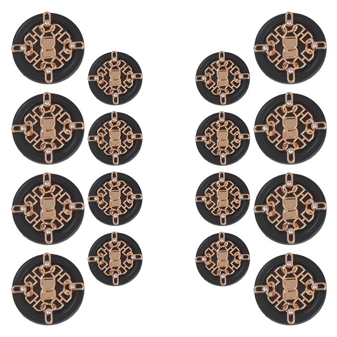 Ornate Floral and Diamond Metal Buttons