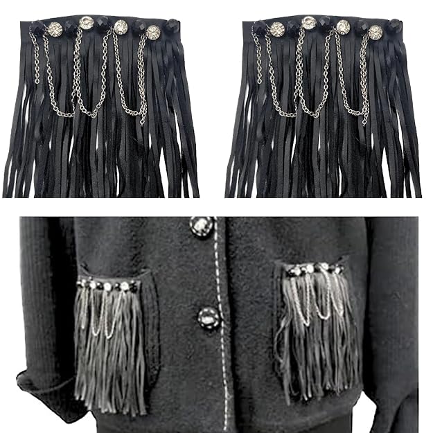 Black Fringe and Rhinestone Patch