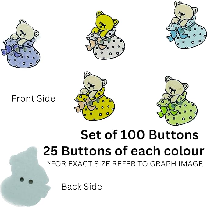 Multi Colors Teddy Buttons (Set of 100)